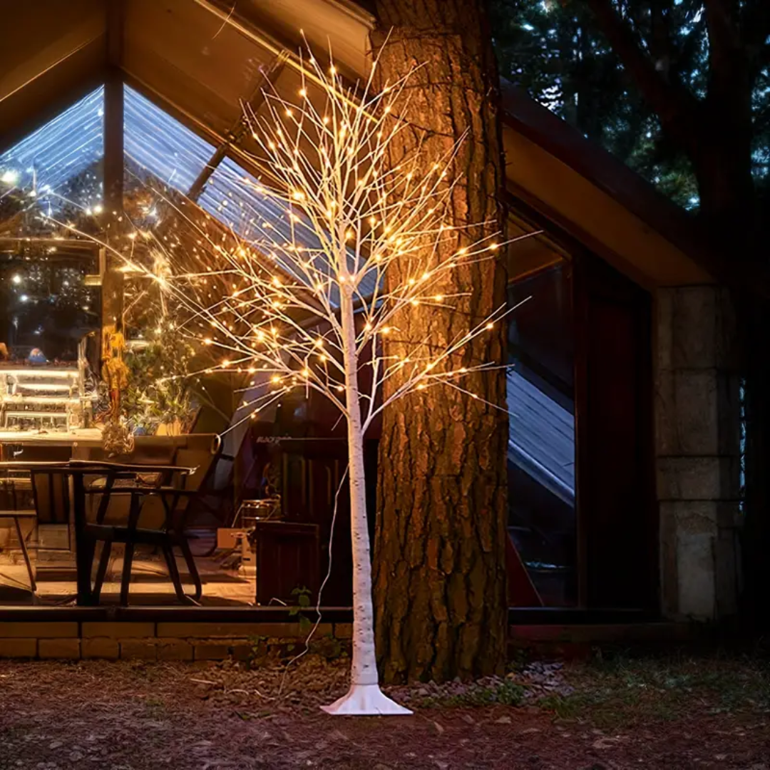 Conjunto de Árvores de Natal LED com Ramos de Bétula Branco - 3 em 1