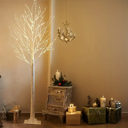 Conjunto de Árvores de Natal LED com Ramos de Bétula Branco - 3 em 1